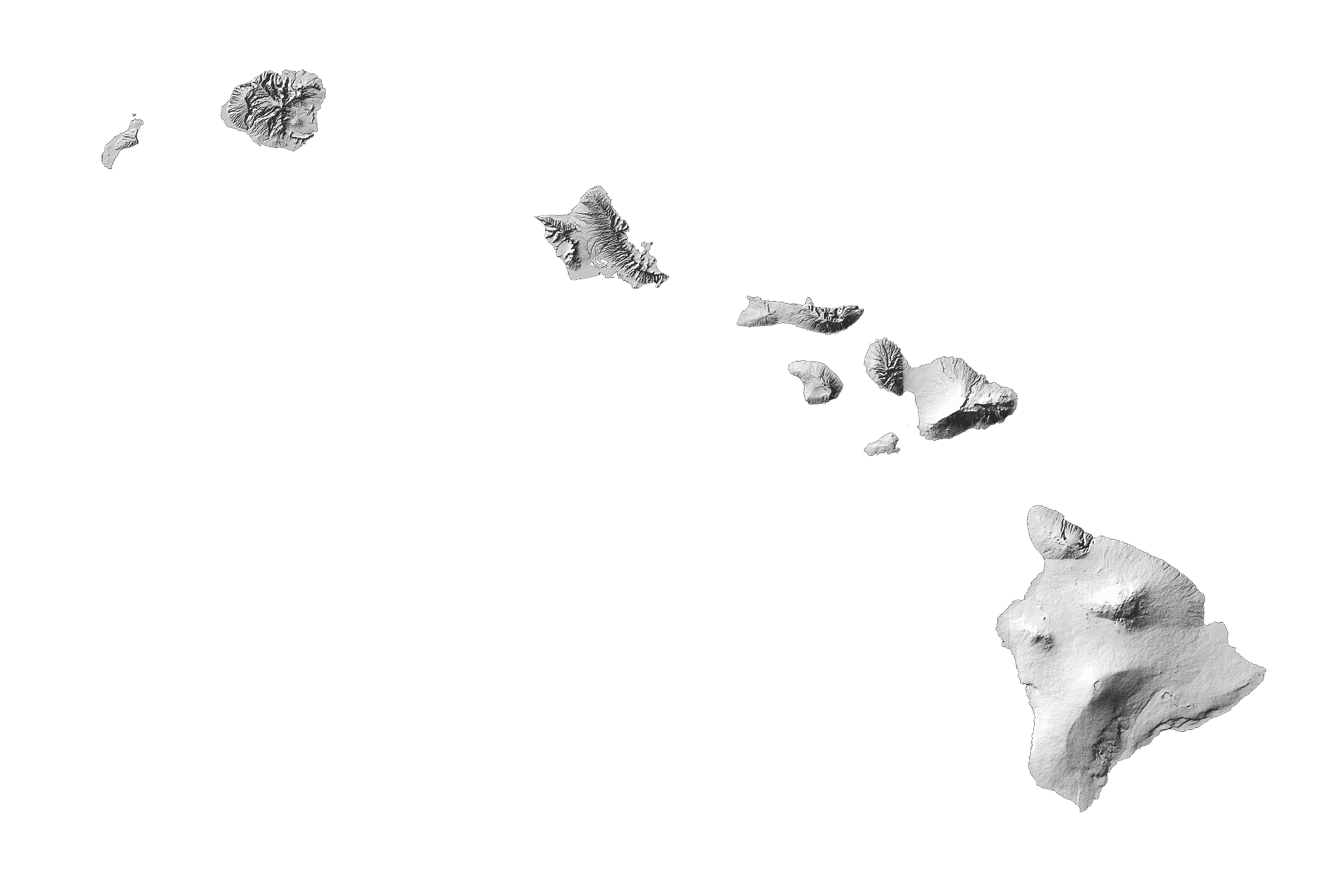 Satellite-style map of the Hawaiian Islands